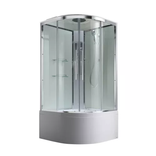 Душевая кабина AvaCan EM5080/5090/5010T прозрачное стекло, высокий поддон, Цвет стекла: прозрачное, Цвет профиля: Хром, Выбрать размер: 80х80, Внешний вид: без гидромассажа, Наличие крыши: есть, изображение 2