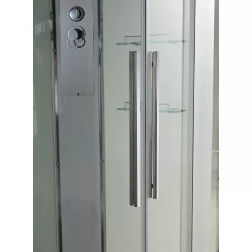 Душевая кабина AvaCan EM5811/5812/5912T L/R прозрачное стекло, высокий поддон, Цвет стекла: прозрачное, Цвет профиля: Хром, Выбрать размер: 110х80, Внешний вид: без гидромассажа, Наличие крыши: есть, Ориентация: правая, изображение 8