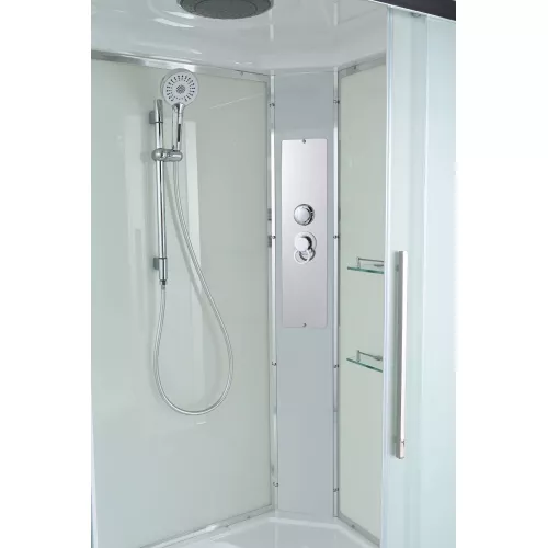 Душевая кабина AvaCan EM5811/5812/5912 L/R матовое стекло, высокий поддон, Цвет стекла: матовое, Цвет профиля: Хром, Выбрать размер: 110х80, Внешний вид: без гидромассажа, Наличие крыши: есть, Ориентация: правая, изображение 8