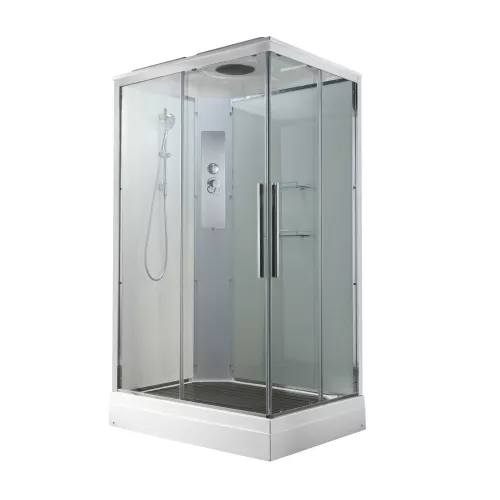 Душевая кабина AvaCan K2011/2012 прозрачное стекло, низкий поддон, Цвет стекла: прозрачное, Цвет профиля: Хром, Выбрать размер: 110х90, Внешний вид: без гидромассажа, Наличие крыши: есть, изображение 4