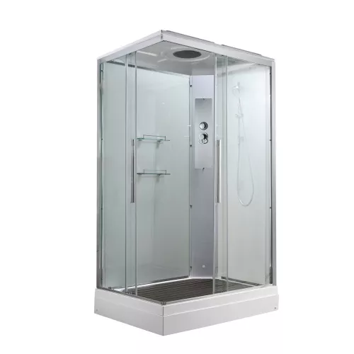 Душевая кабина AvaCan K2011/2012 прозрачное стекло, низкий поддон, Цвет стекла: прозрачное, Цвет профиля: Хром, Выбрать размер: 110х90, Внешний вид: без гидромассажа, Наличие крыши: есть, изображение 5