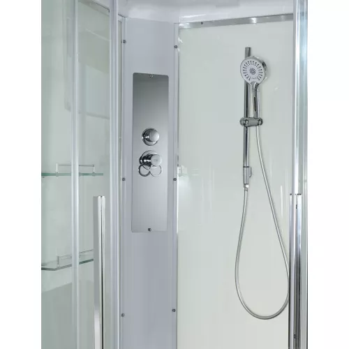 Душевая кабина AvaCan K2011/2012 прозрачное стекло, низкий поддон, Цвет стекла: прозрачное, Цвет профиля: Хром, Выбрать размер: 110х90, Внешний вид: без гидромассажа, Наличие крыши: есть, изображение 7