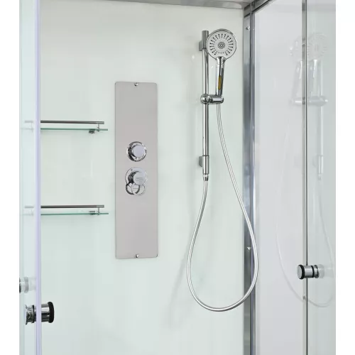 Душевая кабина AvaCan V2080/2090/2010 прозрачное/низкий, Цвет стекла: прозрачное, Цвет профиля: Хром, Выбрать размер: 80х80, Внешний вид: без гидромассажа, Наличие крыши: нет, изображение 3