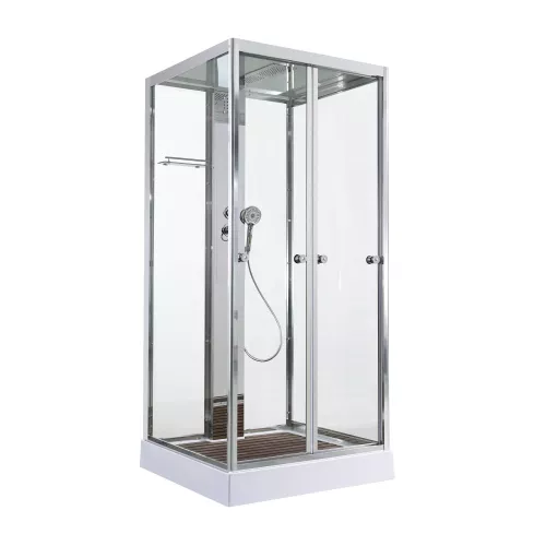 Душевая кабина AvaCan Z1910/ 1910LED, Цвет стекла: прозрачное, Цвет профиля: Хром, Выбрать размер: 100х100, Внешний вид: без гидромассажа, Наличие крыши: есть, изображение 3