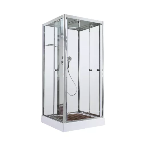 Душевая кабина AvaCan Z1910/ 1910LED, Цвет стекла: прозрачное, Цвет профиля: Хром, Выбрать размер: 100х100, Внешний вид: без гидромассажа, Наличие крыши: есть