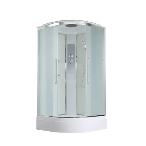 Душевая кабина AvaCan EM3011new  матовое/средний, Цвет стекла: матовое, Цвет профиля: Хром, Тип поддона: Средний, Выбрать размер: 110х110, Внешний вид: без гидромассажа, Наличие крыши: есть