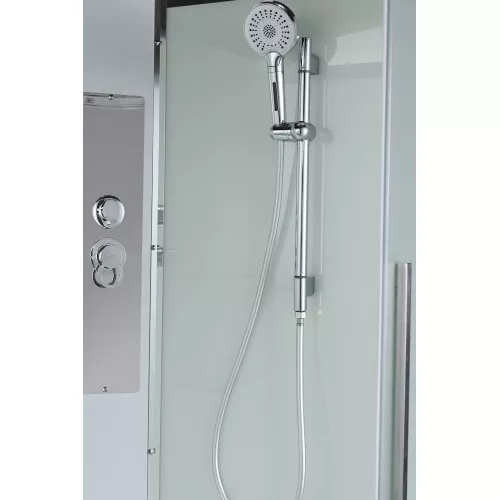 Душевая кабина AvaCan EM3011new  матовое/средний, Цвет стекла: матовое, Цвет профиля: Хром, Тип поддона: Средний, Выбрать размер: 110х110, Внешний вид: без гидромассажа, Наличие крыши: есть, изображение 6