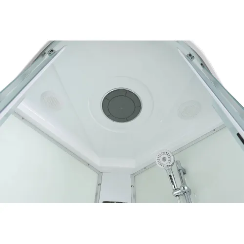 Душевая кабина AvaCan EM5011new  матовое/высокий, Цвет стекла: матовое, Цвет профиля: Хром, Тип поддона: Высокий, Выбрать размер: 110х110, Внешний вид: без гидромассажа, Наличие крыши: есть, изображение 12