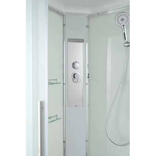 Душевая кабина AvaCan EM5011new  матовое/высокий, Цвет стекла: матовое, Цвет профиля: Хром, Тип поддона: Высокий, Выбрать размер: 110х110, Внешний вид: без гидромассажа, Наличие крыши: есть, изображение 9