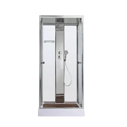 Душевая кабина AvaCan Z1910/ 1910LED, Цвет стекла: прозрачное, Цвет профиля: Хром, Выбрать размер: 100х100, Внешний вид: без гидромассажа, Наличие крыши: есть, изображение 4