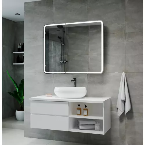 Зеркало-шкаф ACWEN "Elliott LED" 100х80 с датчиком движения, розеткой