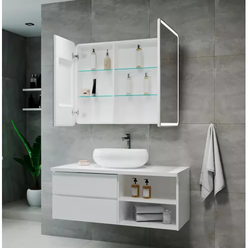 Зеркало-шкаф ACWEN "Elliott LED" 100х80 с датчиком движения, розеткой, изображение 3