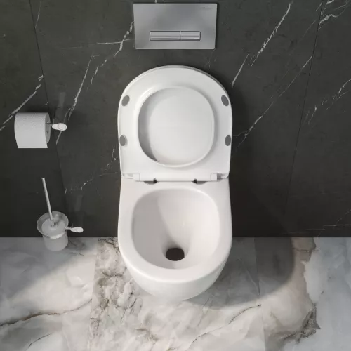 Унитаз подвесной безободковый с сиденьем и смывом TORNADO BelBagno UNO-TOR BB5177CH-TOR/SC, изображение 15