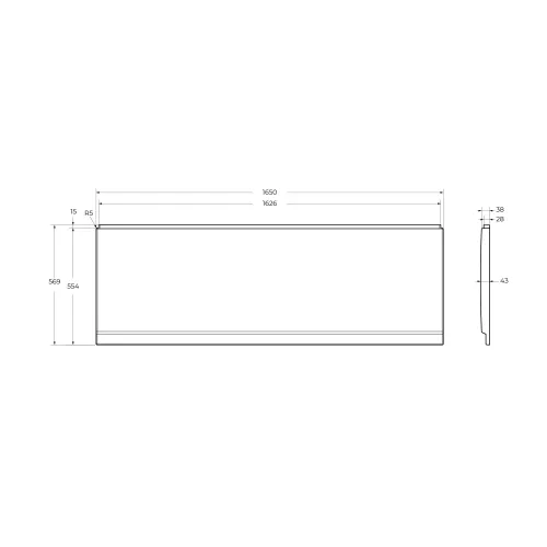 Передняя панель для акриловой ванны с комплектом крепежа для установки на каркасе ECO-165-F-SCR-W37, изображение 2