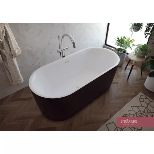 Акриловая ванна CEZARES METAURO-INT-Central-180-80-60-B-W-MATT, Выбрать цвет: Черный матовый, Выбрать размер: 180х80, изображение 3