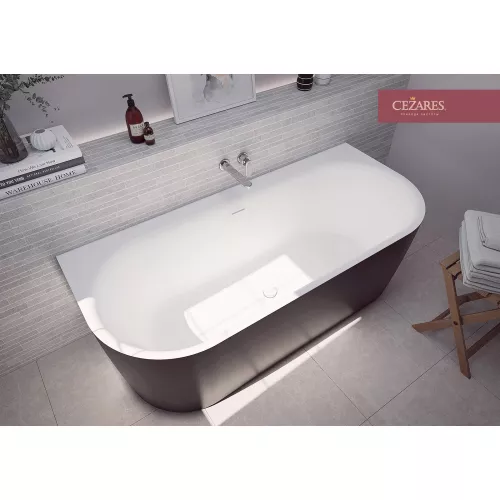 Акриловая ванна CEZARES METAURO-INT-Wall-180-80-60-B-W-MATT, Выбрать цвет: Черный матовый, Выбрать размер: 180х80, изображение 2