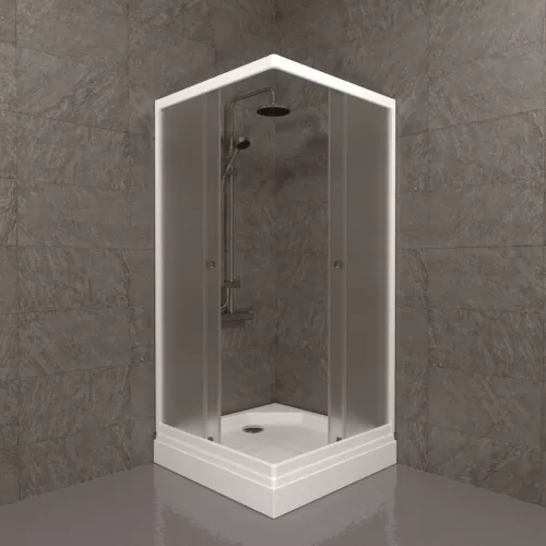 Душевое ограждение Triton ВЕЛЬВЕТ-К, А низкий поддон/матовое стекло, Цвет стекла: матовое, Цвет профиля: Белый, Тип поддона: Низкий, Выбрать размер: 80х80, изображение 4