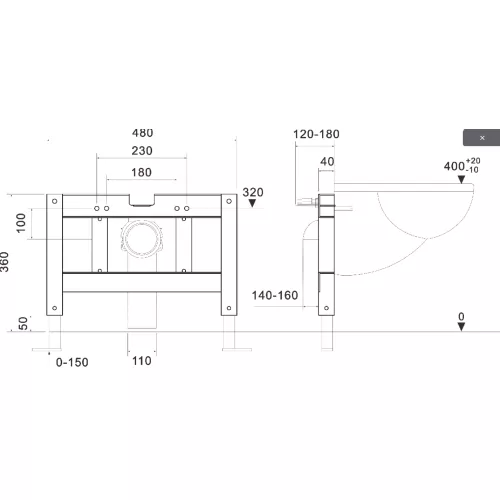 Рама крепления Ceruttispa B001 подвесного ИМПУЛЬСНОГО унитаза, изображение 2