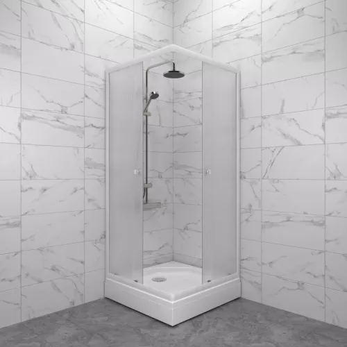 Душевое ограждение Triton ВЕЛЬВЕТ-К, А низкий поддон/матовое стекло, Цвет стекла: матовое, Цвет профиля: Белый, Тип поддона: Низкий, Выбрать размер: 80х80, изображение 2
