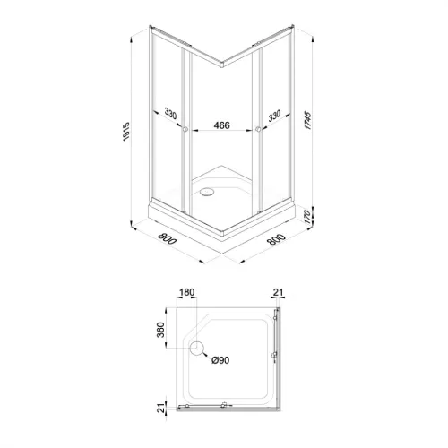 Душевое ограждение Triton ВЕЛЬВЕТ-К, А низкий поддон/матовое стекло, Цвет стекла: матовое, Цвет профиля: Белый, Тип поддона: Низкий, Выбрать размер: 80х80, изображение 10