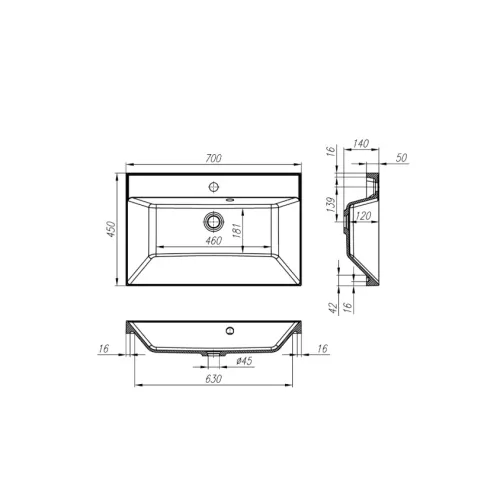 Раковина из литьевого мрамора BelBagno BB700/450-LV-MR-AST, изображение 3