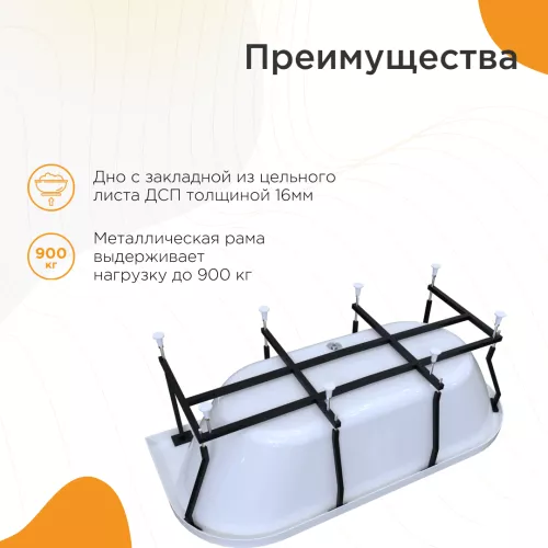 Ванна акриловая Radomir Вальс Макси 180х80, Внешний вид: несъемная панель, изображение 3
