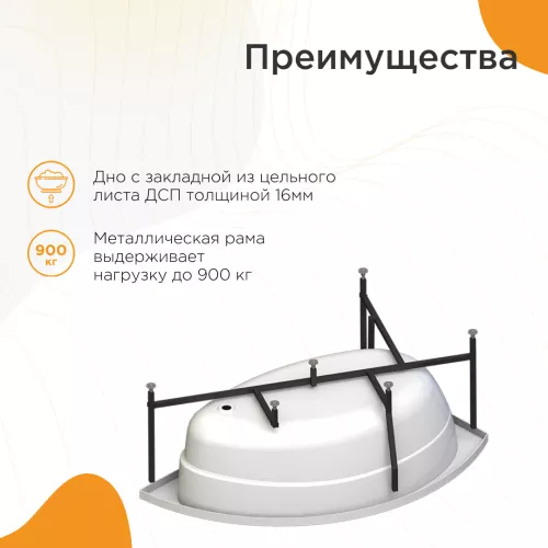 Ванна акриловая Radomir  Модерна R/L 160х100 см, Ориентация: Левая, изображение 4