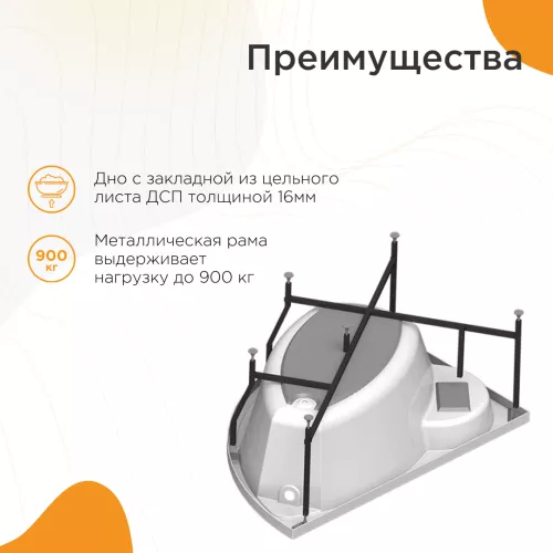 Ванна акриловая Radomir Алари 168х120 см, Ориентация: Правая, изображение 4