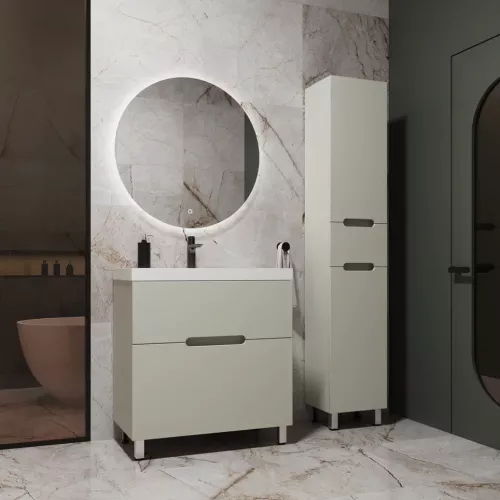 Тумба напольная Style line "Матис " с раковиной ASTI (2 ящика), ОЛИВА, ЭМАЛЬ, Выбрать цвет: Олива, Выбрать размер: 60, Внешний вид: с белой раковиной, изображение 5