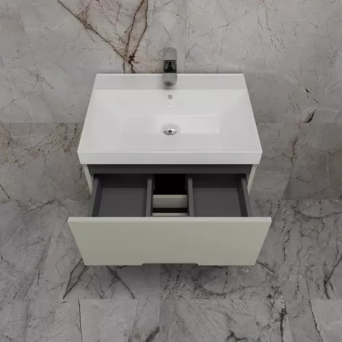 Тумба напольная Style line "Матис " с раковиной ASTI (2 ящика), ОЛИВА, ЭМАЛЬ, Выбрать цвет: Олива, Выбрать размер: 60, Внешний вид: с белой раковиной, изображение 3