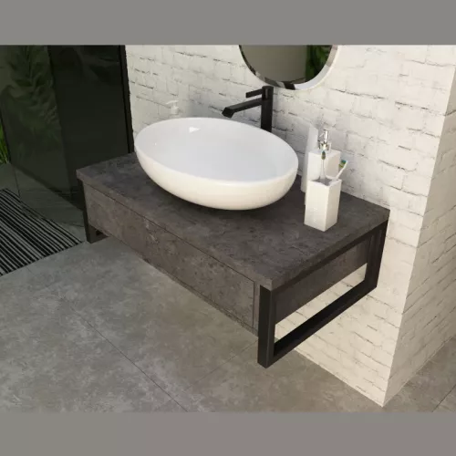 Мебель для ванной: Тумба подвесная 1Marka GRUNGE LOFT бетон темный 1 в магазине Акватория