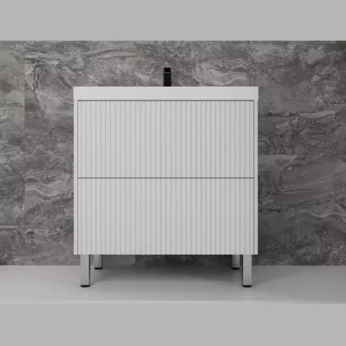 Тумба напольная "Стокгольм 80" с раковиной Classic , (2 ящ.) белый рифленый софт, PUSH, Выбрать размер: 80