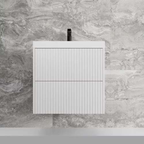 Тумба подвесная "Стокгольм ",с раковиной Classic , (2 ящ.) белый рифленый софт, PUSH, Выбрать цвет: Белый, Выбрать размер: 60