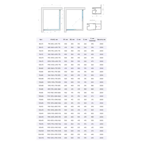 Душевой уголок Vegas Glass ZA-F Novo 90*80 07 01 профиль матовый хром, стекло прозрачное, изображение 4