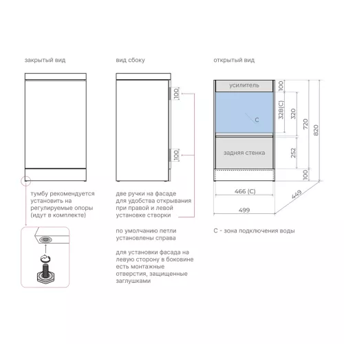 Тумба напольная "МОНО 50" с раковиной ASTI 50, белый софт, Выбрать цвет: Белый софт, Внешний вид: с белой раковиной, изображение 7