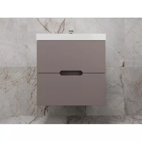 Тумба подвесная Style Line  "Матис", с раковиной Classic , (2 ящика), тауп темный, эмаль, Выбрать цвет: Тауп темный, Выбрать размер: 60