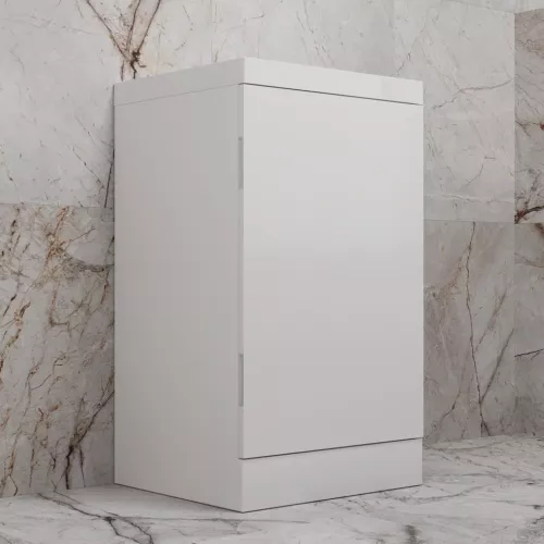 Тумба напольная "МОНО 50" с раковиной ASTI 50, белый глянец, Выбрать цвет: Белый глянец, Внешний вид: с белой раковиной, изображение 2