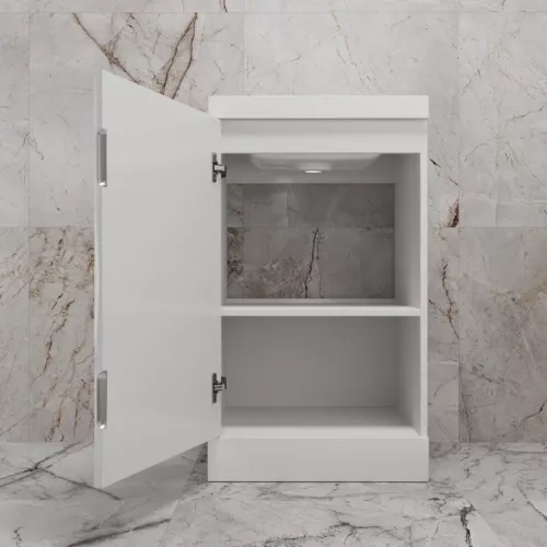 Тумба напольная "МОНО 50" с раковиной ASTI 50, белый глянец, Выбрать цвет: Белый глянец, Внешний вид: с белой раковиной, изображение 4