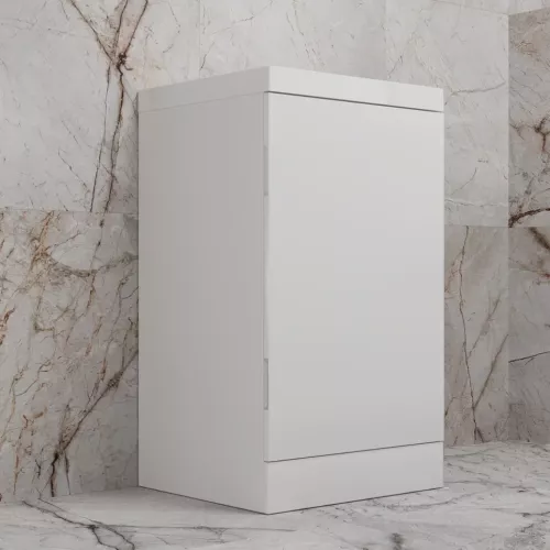 Тумба напольная "МОНО 50" с раковиной ASTI 50, белый софт, Выбрать цвет: Белый софт, Внешний вид: с белой раковиной, изображение 2