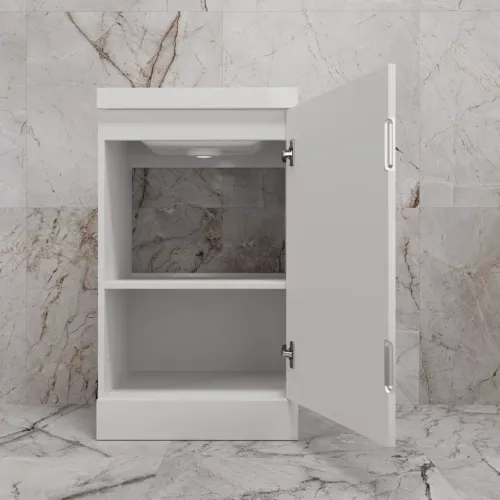 Тумба напольная "МОНО 50" с раковиной ASTI 50, белый софт, Выбрать цвет: Белый софт, Внешний вид: с белой раковиной, изображение 5