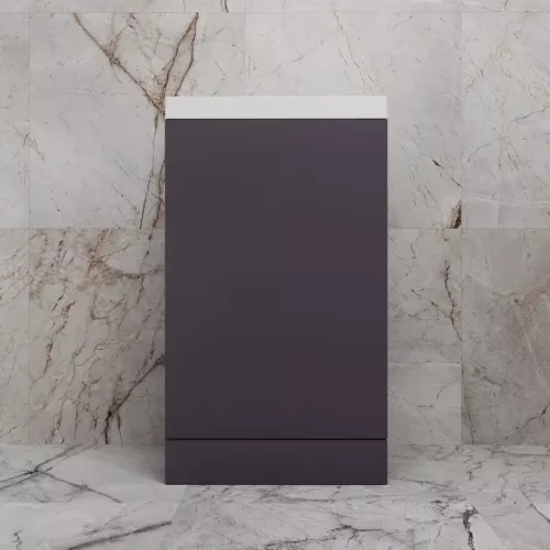 Тумба напольная "МОНО 50" с раковиной ASTI 50, графит нубук, Выбрать цвет: Графит Нубук, Внешний вид: с белой раковиной