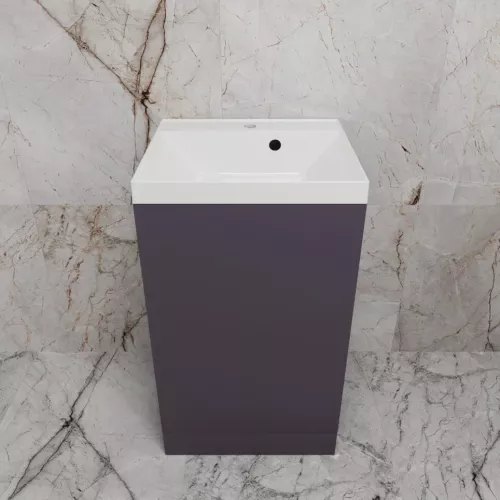 Тумба напольная "МОНО 50" с раковиной ASTI 50, графит нубук, Выбрать цвет: Графит Нубук, Внешний вид: с белой раковиной, изображение 3