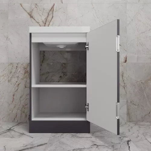 Тумба напольная "МОНО 50" с раковиной ASTI 50, графит нубук, Выбрать цвет: Графит Нубук, Внешний вид: с белой раковиной, изображение 5