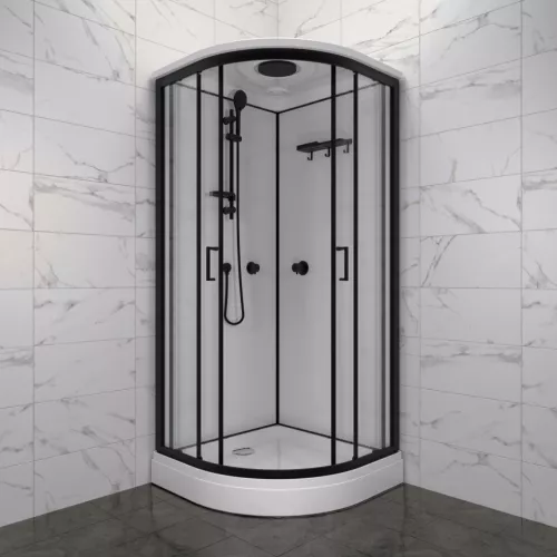 Душевая кабина Triton ПРАЙМ-БЛЭК 90*90 А  стекло прозрачное, Цвет профиля: Черный, изображение 2