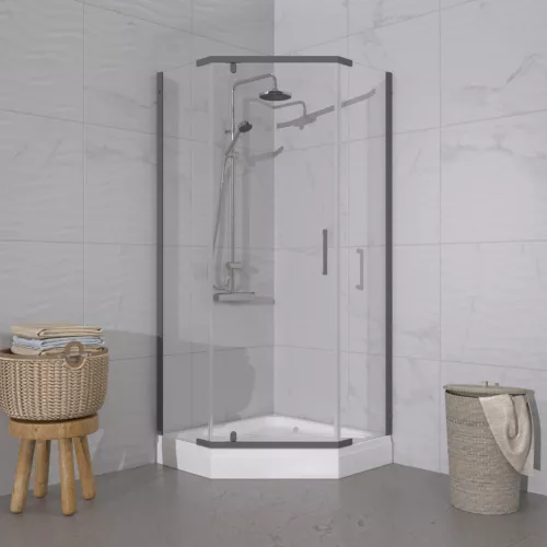 Душевое ограждение  Triton "ДЕКА-ГРАФИТ", Цвет профиля: Серый, Тип поддона: Низкий, Выбрать размер: 90х90