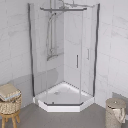 Душевое ограждение  Triton "ДЕКА-ГРАФИТ", Цвет профиля: Серый, Тип поддона: Низкий, Выбрать размер: 90х90, изображение 2