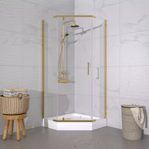 Душевое ограждение  Triton "ДЕКА-ГОЛД", Цвет профиля: Золото, Тип поддона: Низкий, Выбрать размер: 90х90