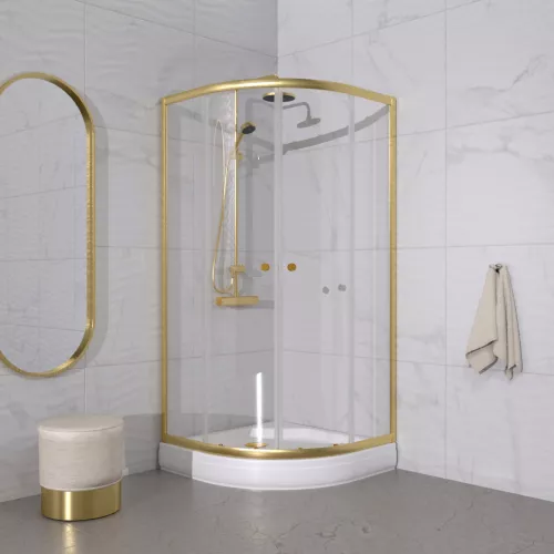 Душевое ограждение  Triton «АЛЬФА-ГОЛД» (низкий поддон), Цвет профиля: Золото, Тип поддона: Низкий, Выбрать размер: 90х90