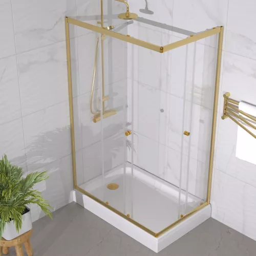 Душевое ограждение Triton "ВЕНТА-ГОЛД" 120х80  низкий поддон, Цвет профиля: Золото, Выбрать размер: 120х80, изображение 4
