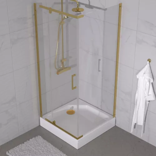 Душевое ограждение  Triton "ТЕРРА-ГОЛД" (низкий поддон) 90х90 квадрат, Цвет профиля: Золото, изображение 2